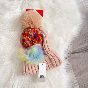 NEW BP. Interchangeable Colorful Pom-Pom Beanie